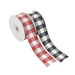 Faux Linen Checkered Ribbon, 1-1/2-Inch, 10-Yard