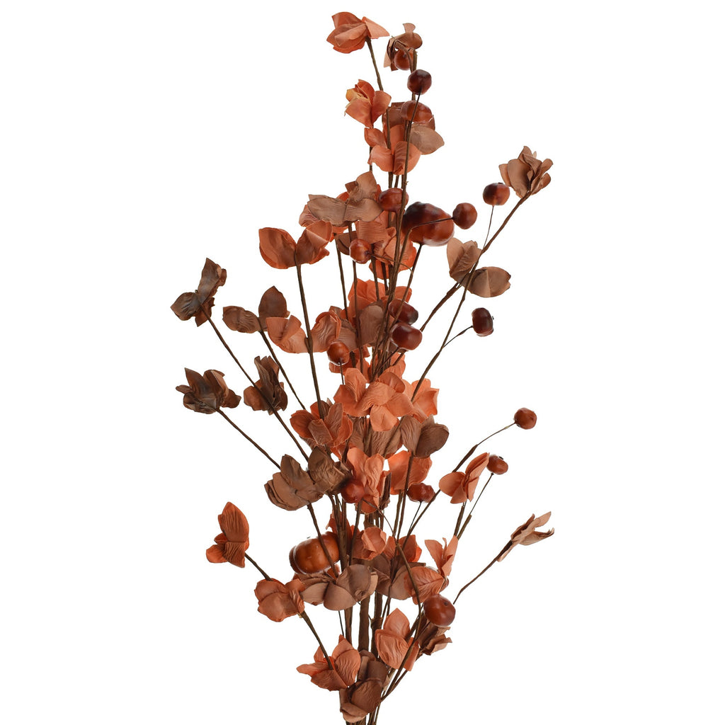 Artificial Mini Pumpkins and Dry Leaves Branch, 30-Inch