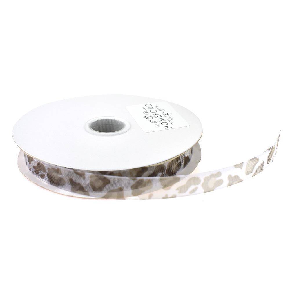 Leopard Print Sheer Ribbon, 3/8-Inch, 5-Yard