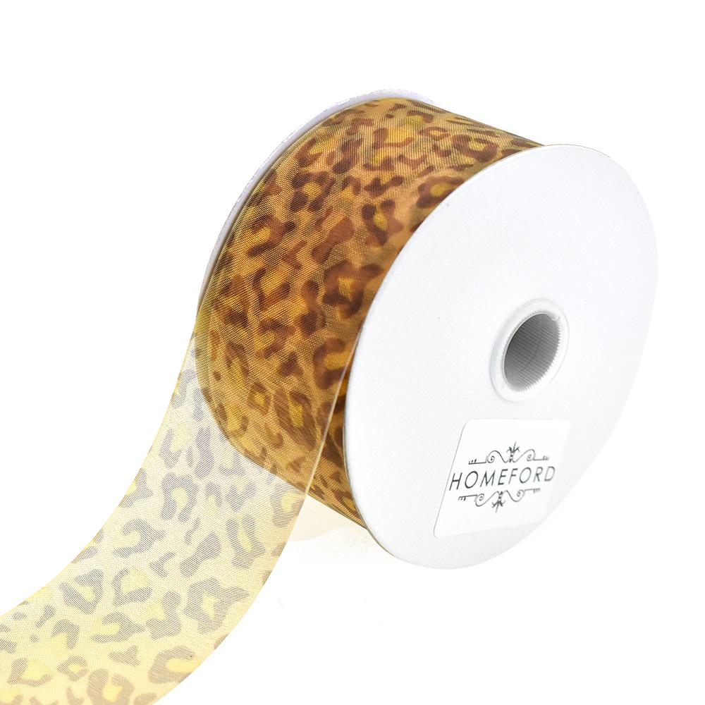 Leopard Print Sheer Ribbon, 1-1/2-Inch, 4-Yard