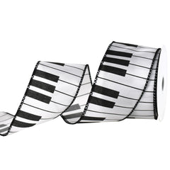 Piano Keys Musical Wired Ribbon, 2-1/2-inch, 10-yard