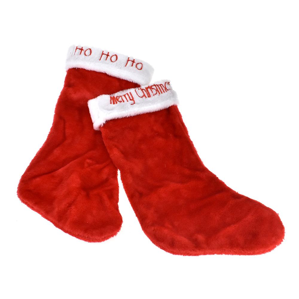 Embroidered Plush Christmas Stockings, Red, 17-Inch, 2-Piece