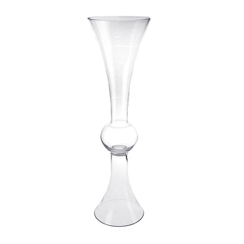 Clear Reversible Trumpet Glass Floral Vase, 24-Inch, 4-Count
