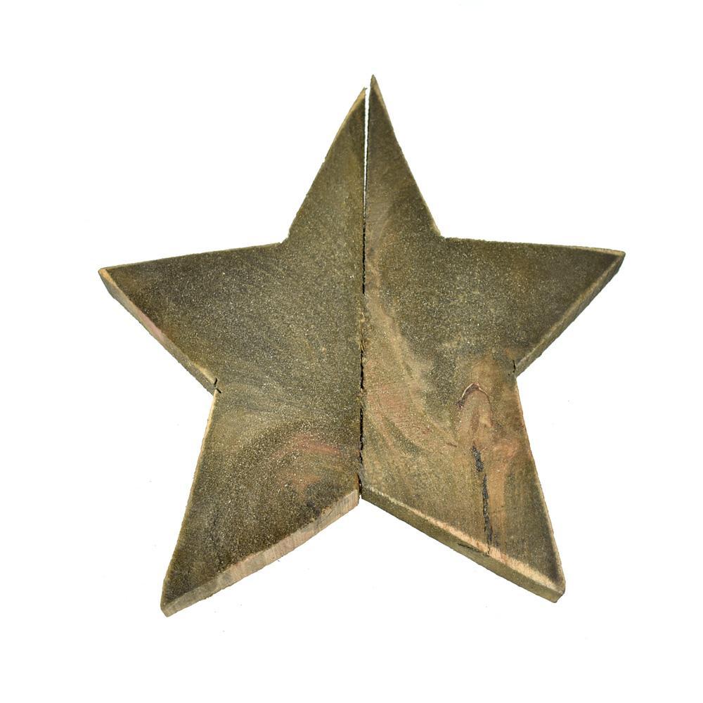 Natural Five Point Solid Wooden Star, 11-Inch