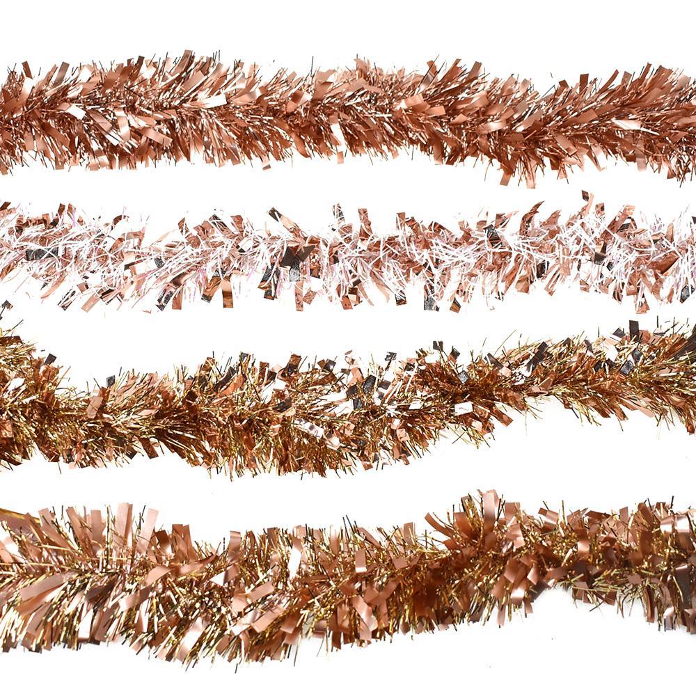 Christmas Wide Plain and Thin Tinsel Garlands, 7-1/2-Feet, 4-Piece