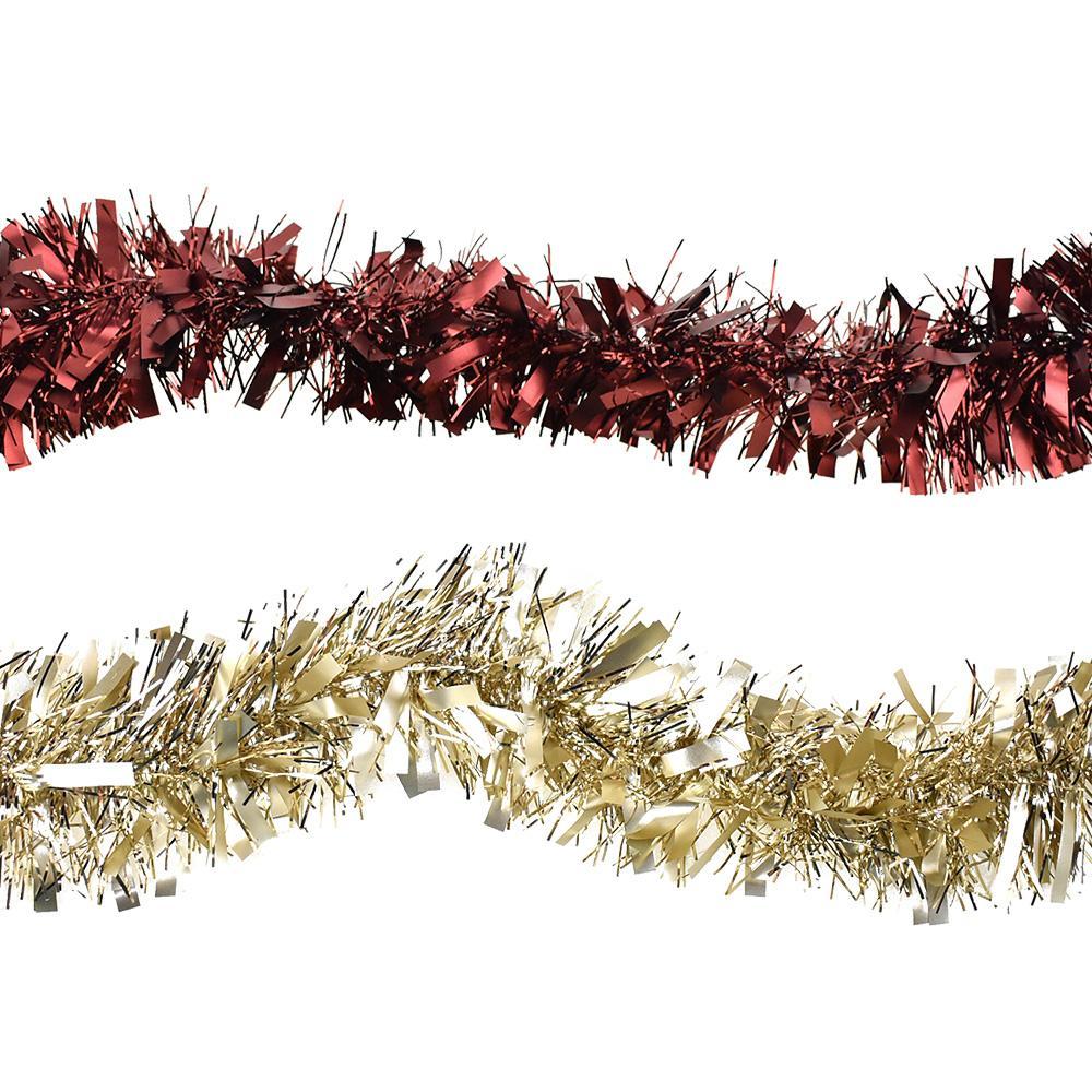 Christmas Wide and Thin Tinsel Garlands, 7-1/2-Feet, 2-Piece