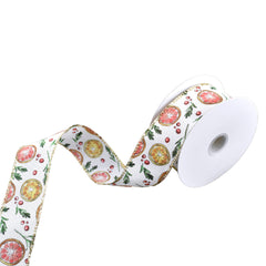 Citrus and Berries White Wired Ribbon, 1-1/2-Inch, 10-Yard