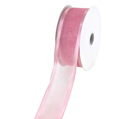 Sheer Organza with Satin Wired Edge Ribbon, 1-1/2-inch, 25-yard