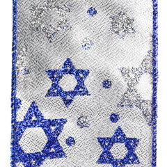 Metallic Star of David Hanukkah Wired Ribbon, 2-1/2-inch, 10-yard