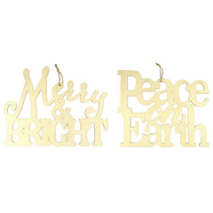 Christmas Phrases Craft Wood Signs, 10-3/4-inch x 8-1/2-inch, 2-piece