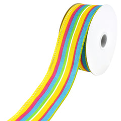 Bright Walla Stripes Wired Ribbon, 10-yard