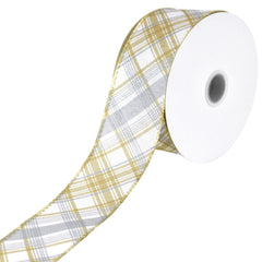 Earth Tones Diagonal Plaid Wired Ribbon, 10-yard