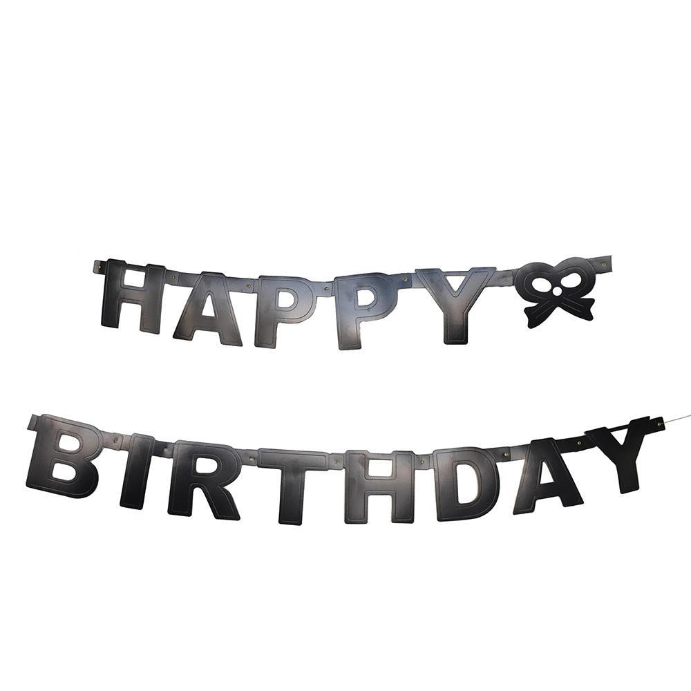 Happy Birthday Letter and Bow Banner, 4-1/4-Inch, 5-Feet