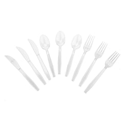 Transparent Plastic Cutlery, Assorted Sizes, 24-Piece