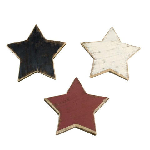 Five Point Painted Wooden Stars, Assorted Colors, 9-1/2-Inch, 3-Piece