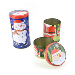 Three-Tiered Stackable Christmas Tin Canisters, 7-1/4-Inch, 2-Piece