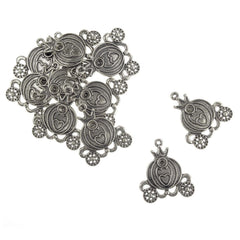 Antique Style Metal Princess Carriage Charms, 1-1/2-Inch, 10-Piece