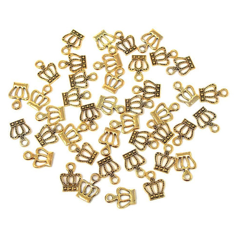 Small Royal Crowns Metal Charms, Gold,  5/8-Inch, 35-Count