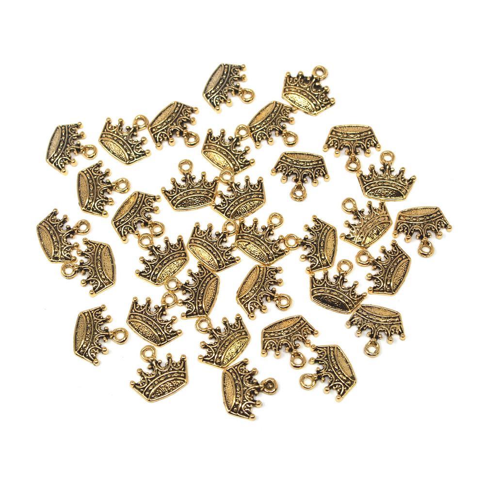 Small Crown Metal Charms, Gold, 3/4-Inch, 36-Count