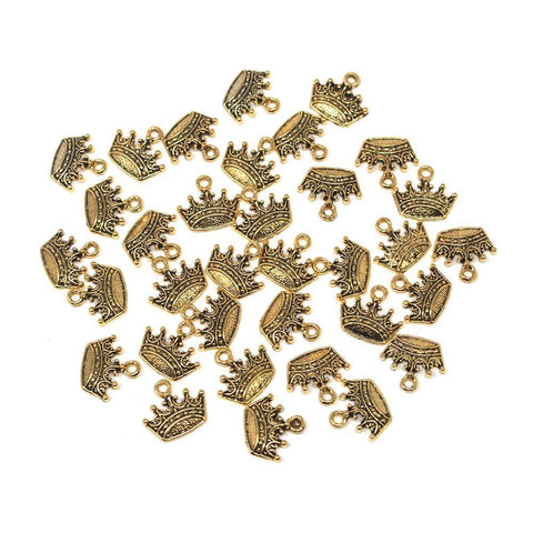 Small Crown Metal Charms, Gold, 3/4-Inch, 36-Count