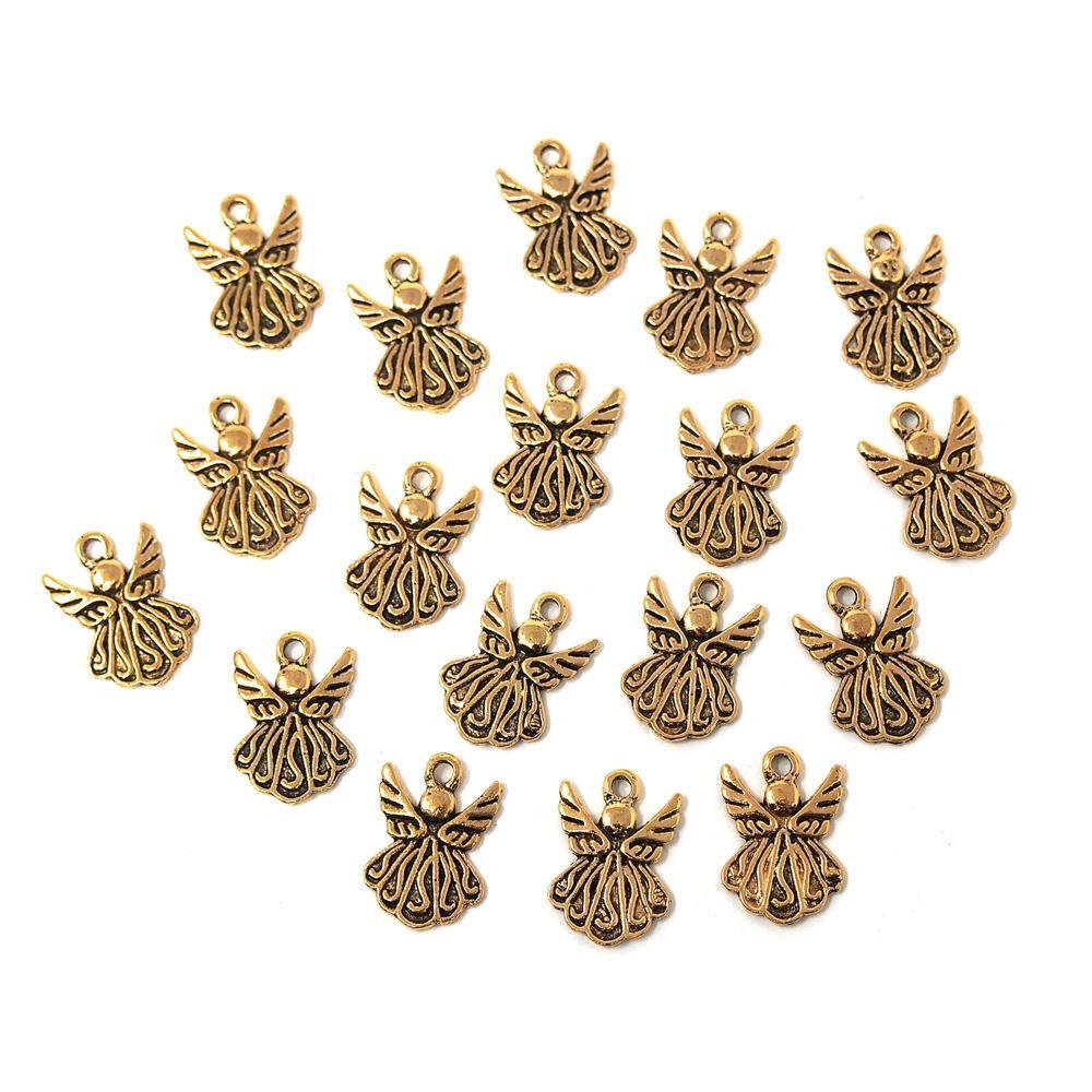 Small Cute Angel Metal Charms, Gold, 3/4-Inch, 18-Count