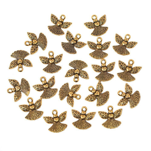 Small Angel Metal Charms, Gold, 3/4-Inch, 20-Count