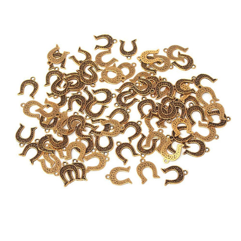 Small Horseshoe Metal Charms, Gold, 1/2-Inch, 35-Count