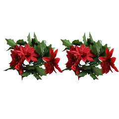 Christmas Polyester Poinsettia Garland, 6-Feet, 3-Piece