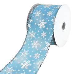 Christmas Snowflakes Satin Wired Ribbon, 10-yard