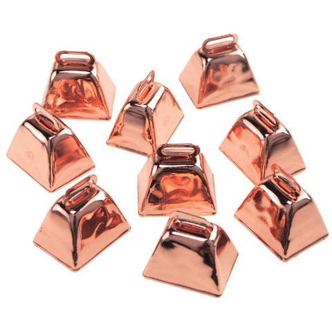 Small Metal Cowbells, Rose Gold, 1-1/2-inch, 9-count