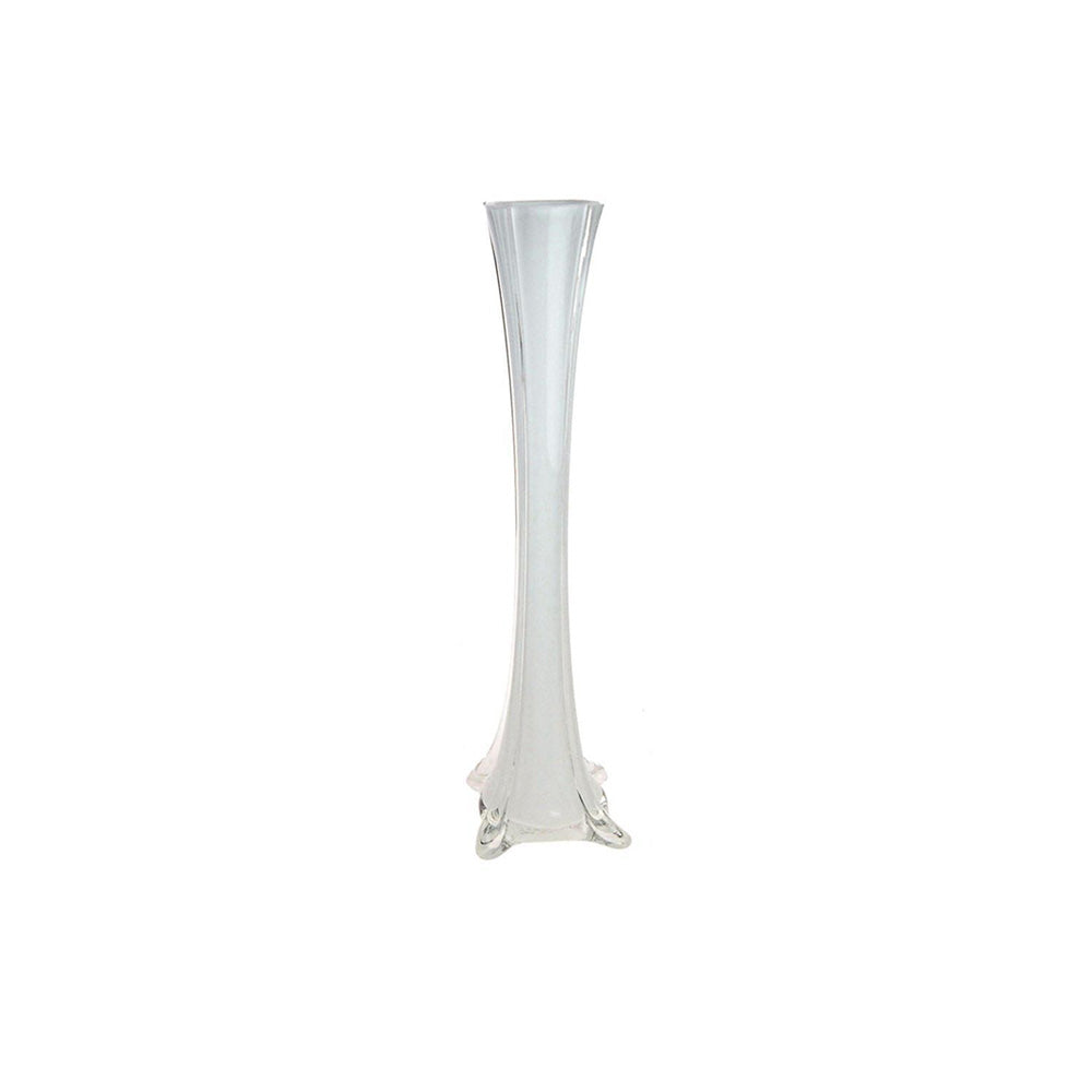 Tall Eiffel Tower Glass Vase Centerpiece, 12-Inch, White