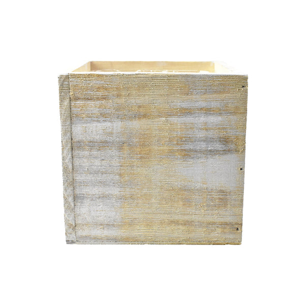 Rustic Wood Cube Box, 5-Inch - White – Party Spin