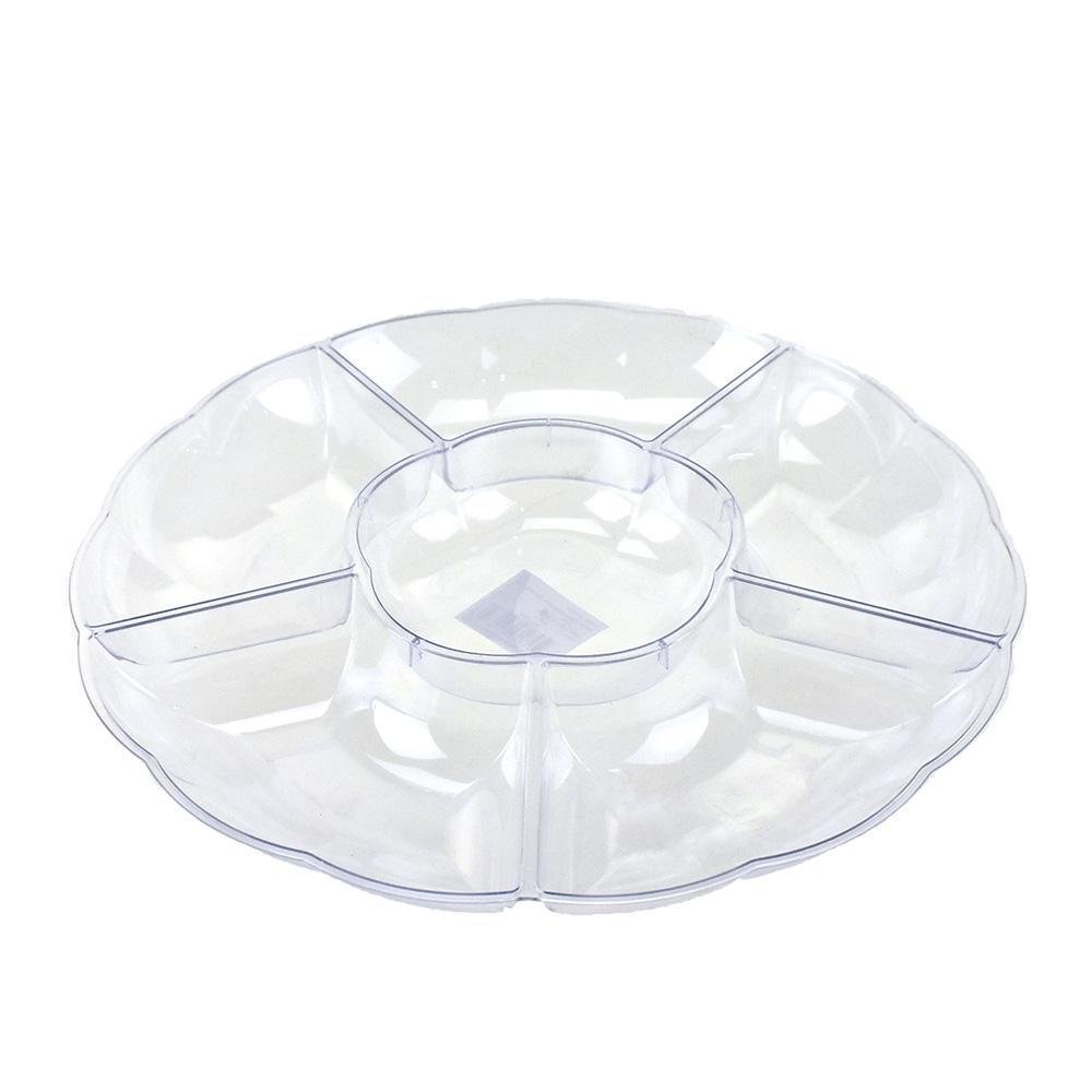 Plastic 6-Section Serving Tray, Clear, 12-Inch