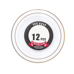Disposable Deluxe Plastic Plates with Stamping Ring, 7-1/2-Inch, 12-Count