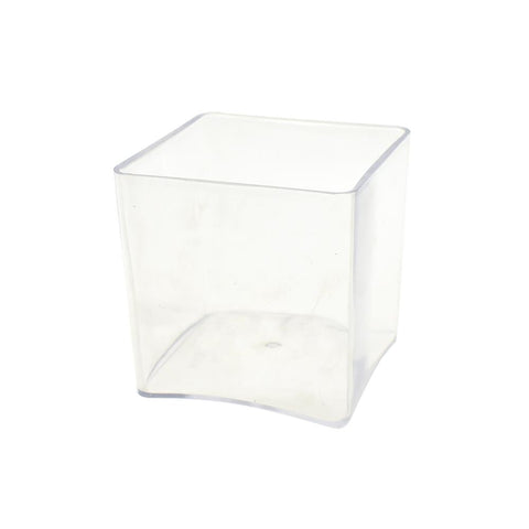 Clear Plastic Square Vase Display, 5-Inch x 5-Inch
