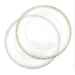 Beaded Edge Clear Plastic Charger Plate, 12-1/2-Inch, 1-Count