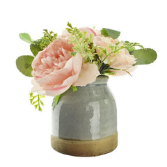 Artificial Peonies and Roses with Pot, 8-Inch