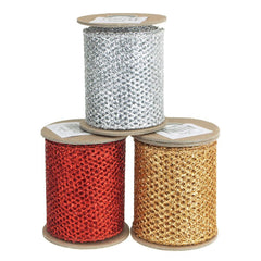 Metallic Mesh Glitter Holiday Christmas Ribbon, 3-Inch, 5 Yards