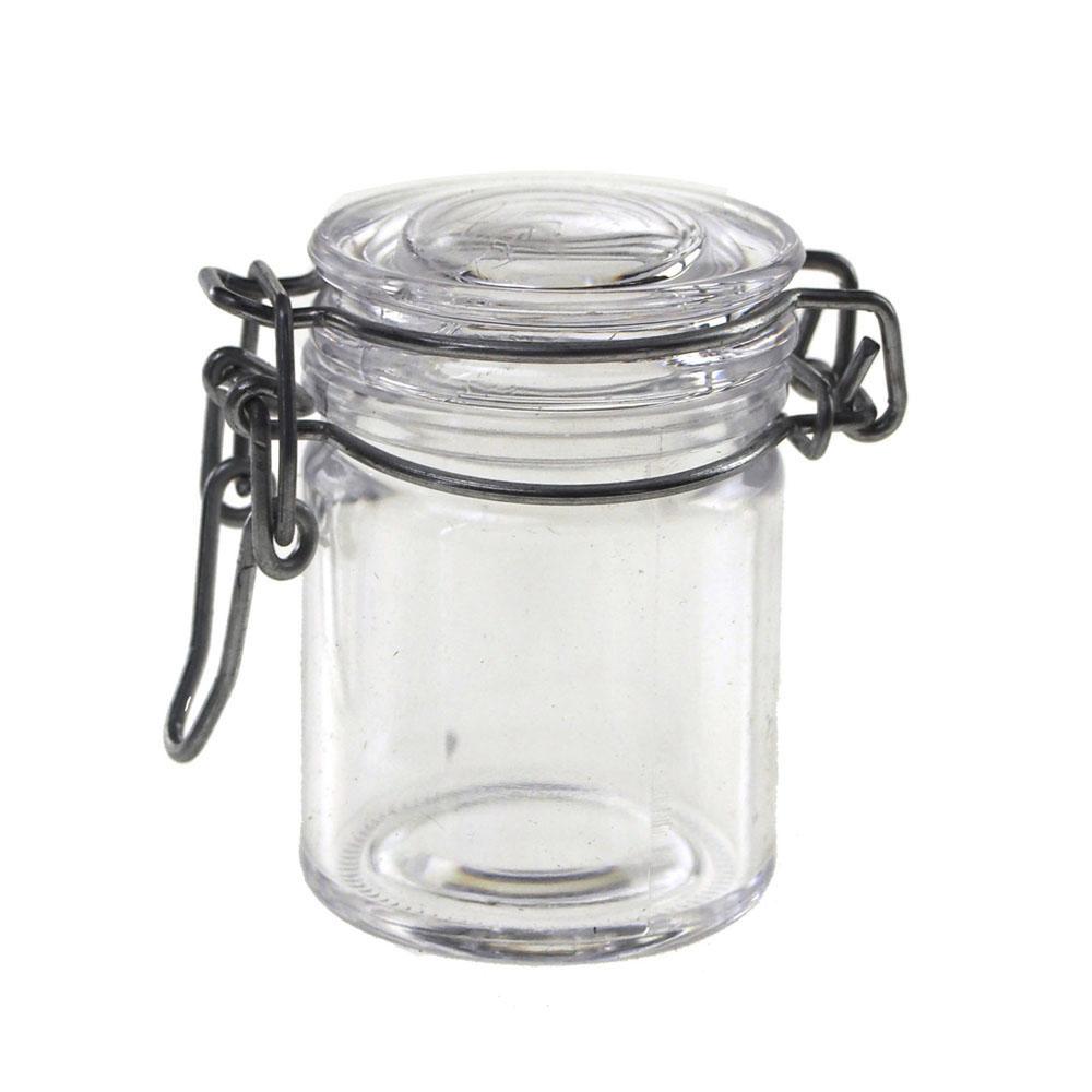 Clear Acrylic Hinge Locking Lid Candy Jar, 2-Inch, 12-Piece