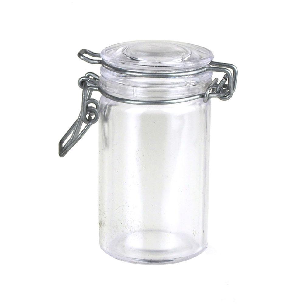 Clear Glass Hinge Locking Lid Candy Jar, 3-Inch, 12-Piece