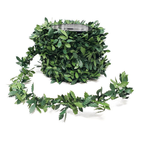 European Hazel Wired Christmas Ribbon Garland, Green, 3/4-Inch, 27 Yards