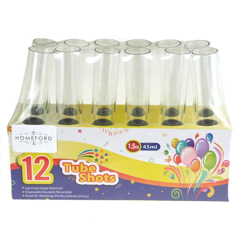 Clear Plastic Tube Shots, 5-Inch, 12-Piece
