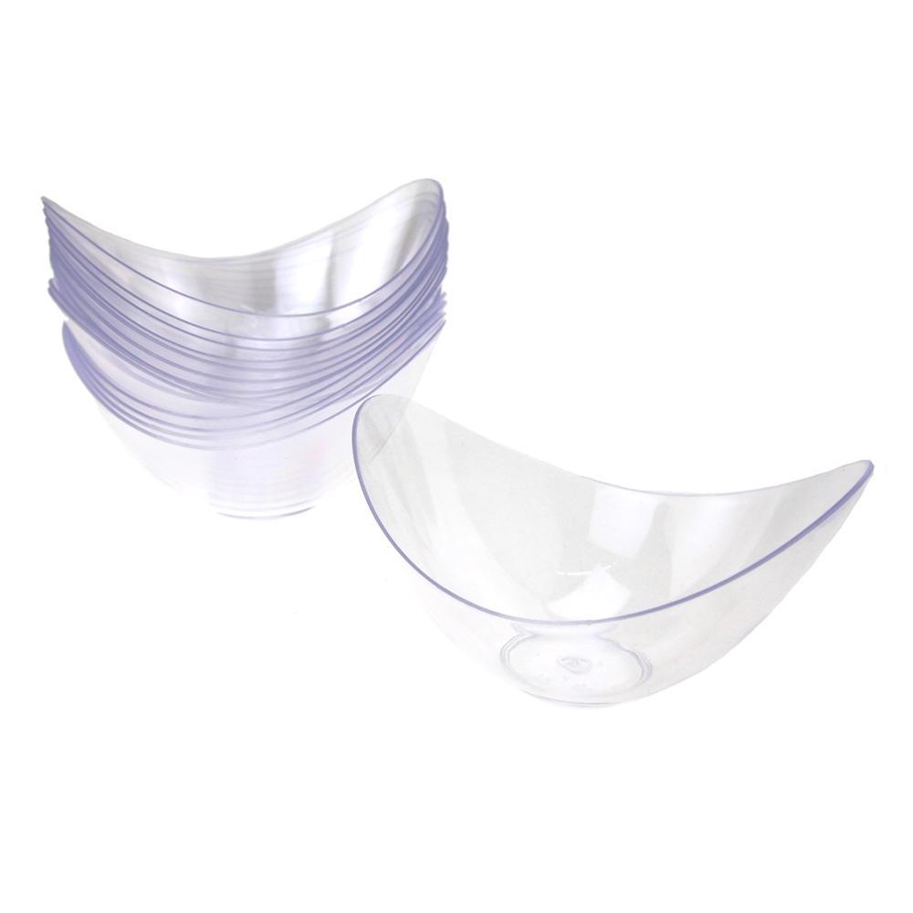 Contemporary Style Clear Plastic Oval Appetizer Dessert Bowls, 3-1/2-Inch x 1-3/4-Inch, 15-Count