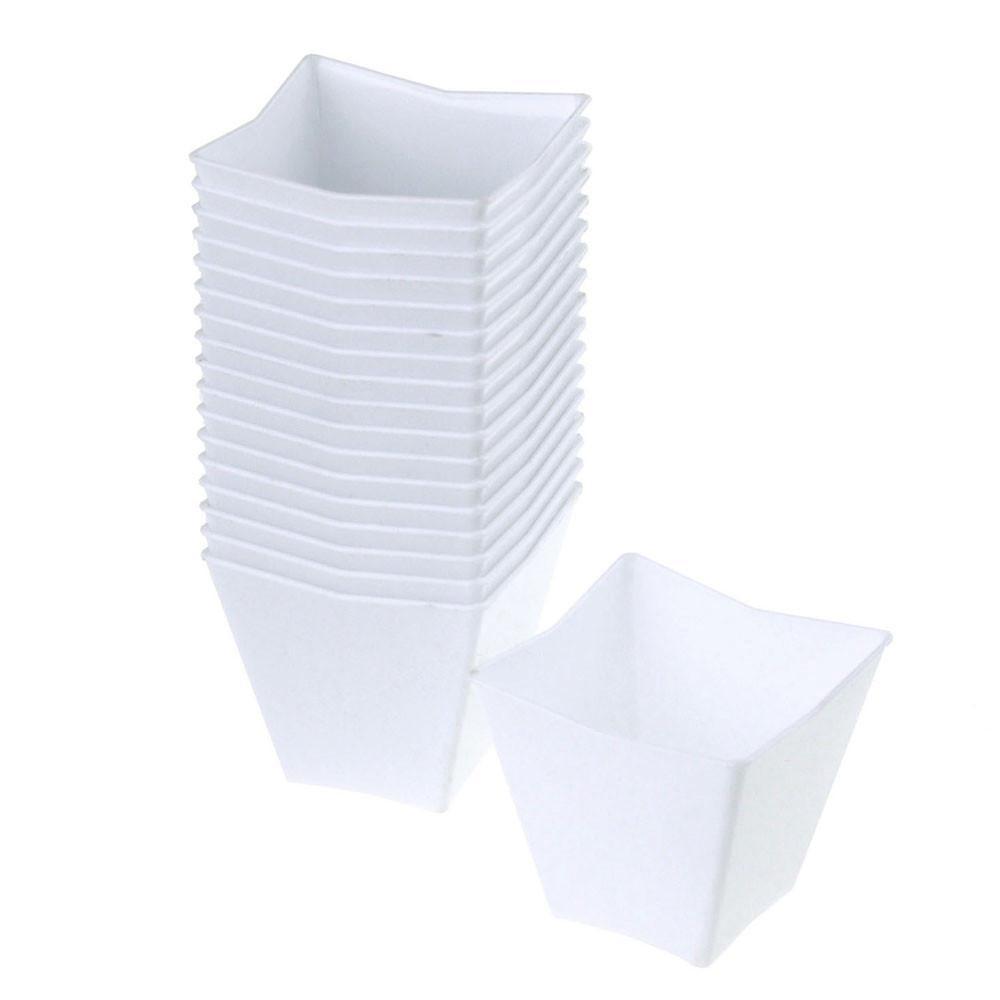 Plastic Mini Appetizer Dessert Trapezoid Bowls, 1-3/4-Inch, 18-Piece, White