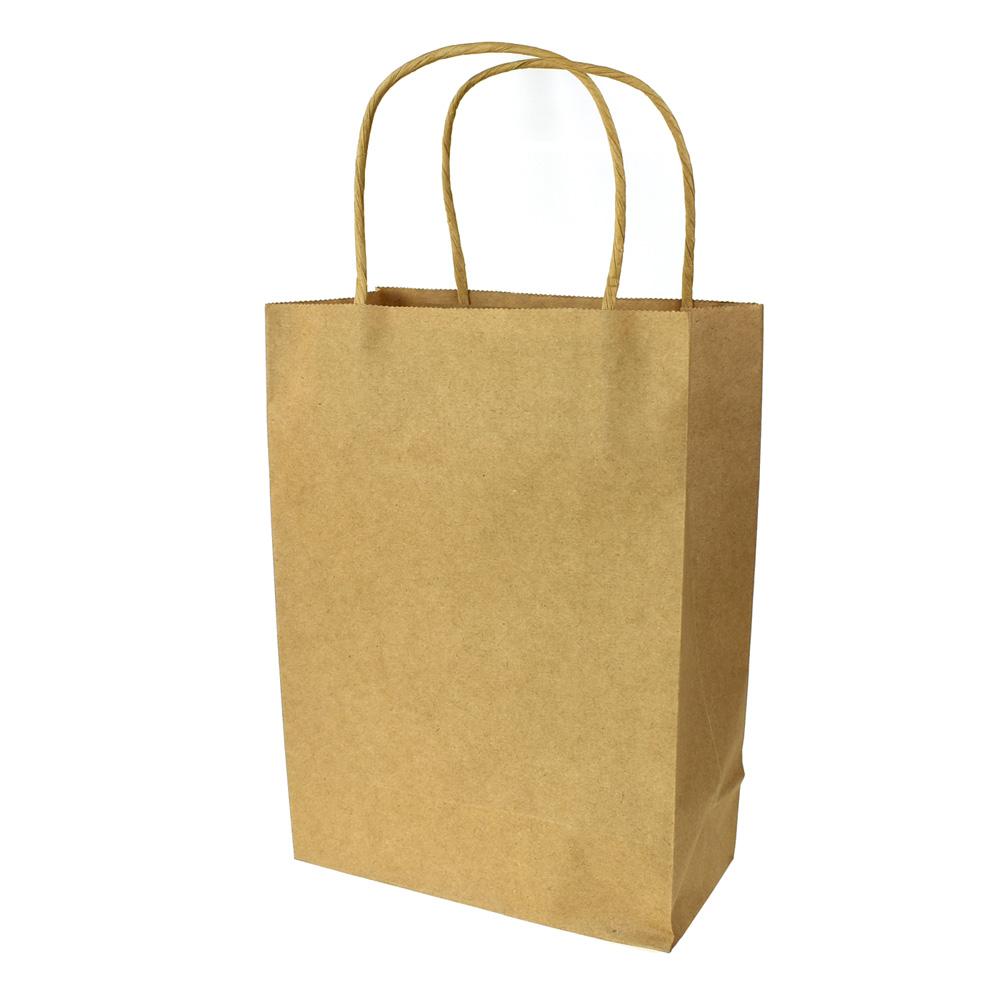 Paper Kraft Bags with Handle, Natural, 9-Inch, 10-Count