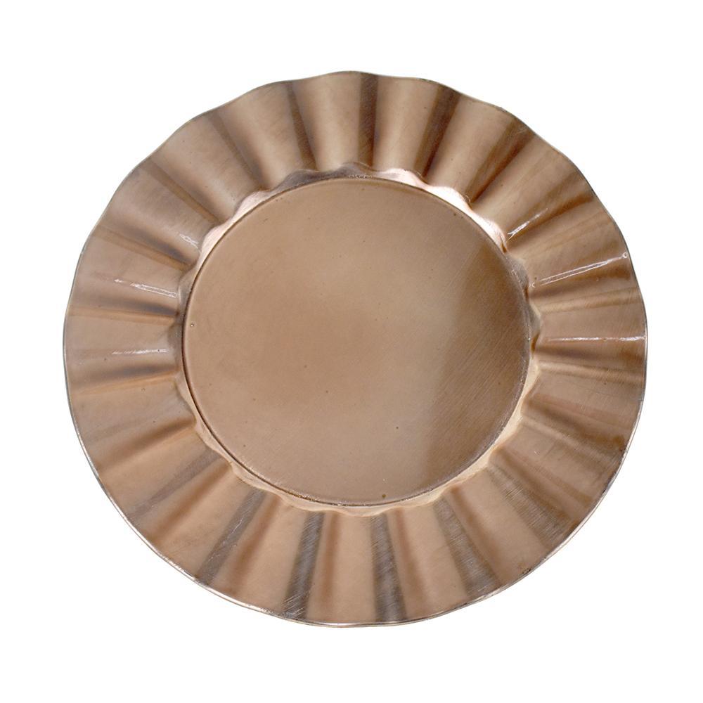 Plastic Round Charger Plate Fan Edge, Rose Gold, 13-Inch, 1-Count