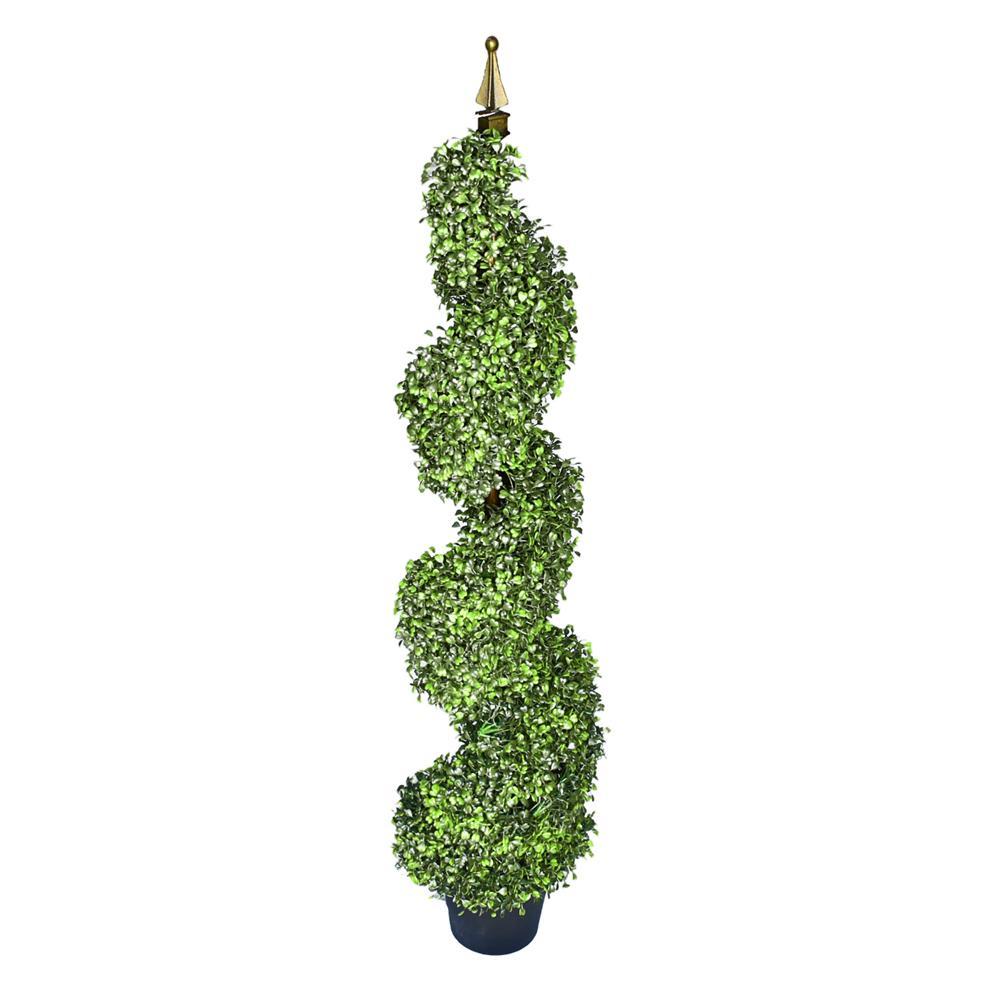 Artificial Milan Boxwood Spiral Topiary Tree, 48-Inch