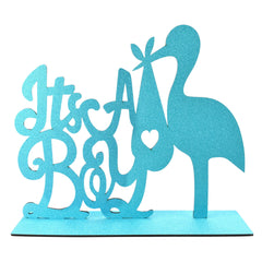 It's a Boy Stork MDF Wooden Centerpiece, 11-1/2-inch