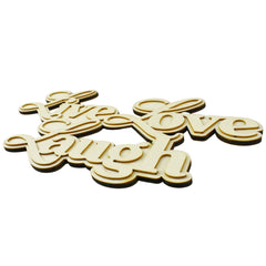 Wooden 3D DIY Craft Live Laugh Love Plaque with Hooks, 9-1/2-Inch