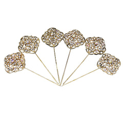 Rhinestone Gem Floral Pins, 1-1/2-Inch, 6-Count